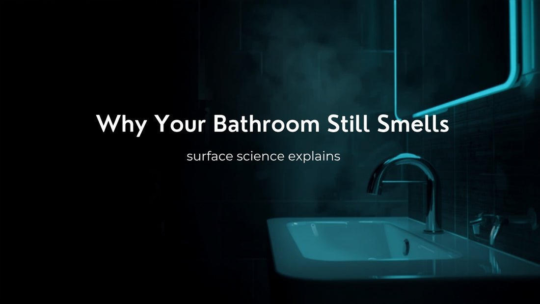 Why your bathroom smells after cleaning - surface science explanation and SqueCle solution