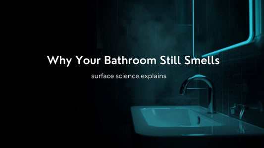 Why your bathroom smells after cleaning - surface science explanation and SqueCle solution