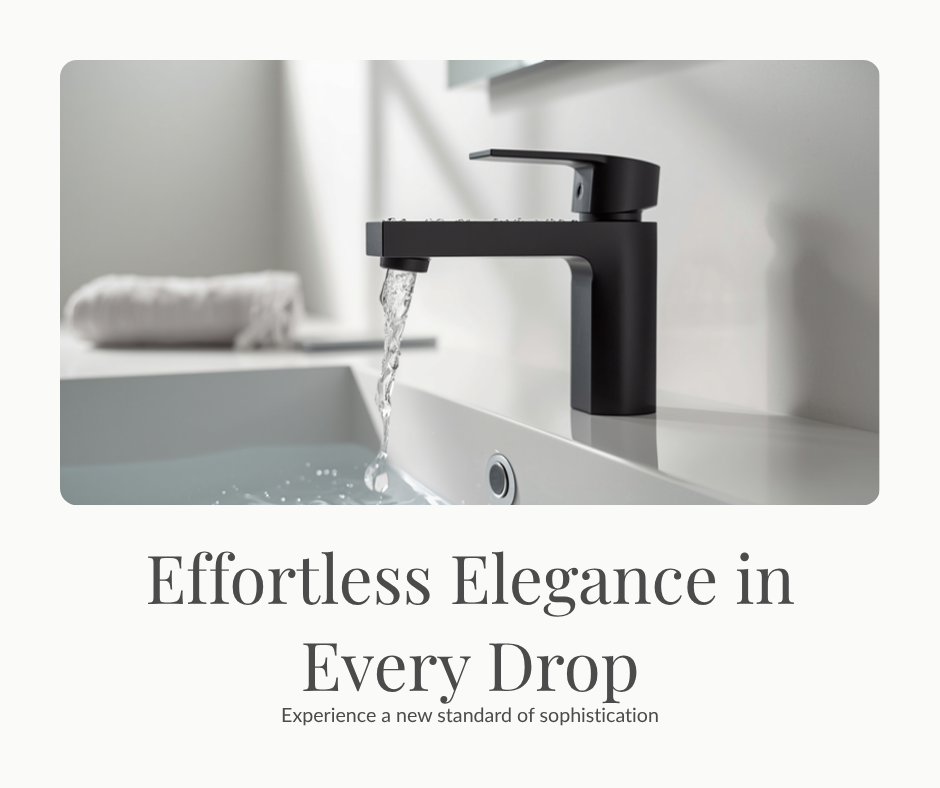 Bathroom faucet with water droplets beading on a protective coating