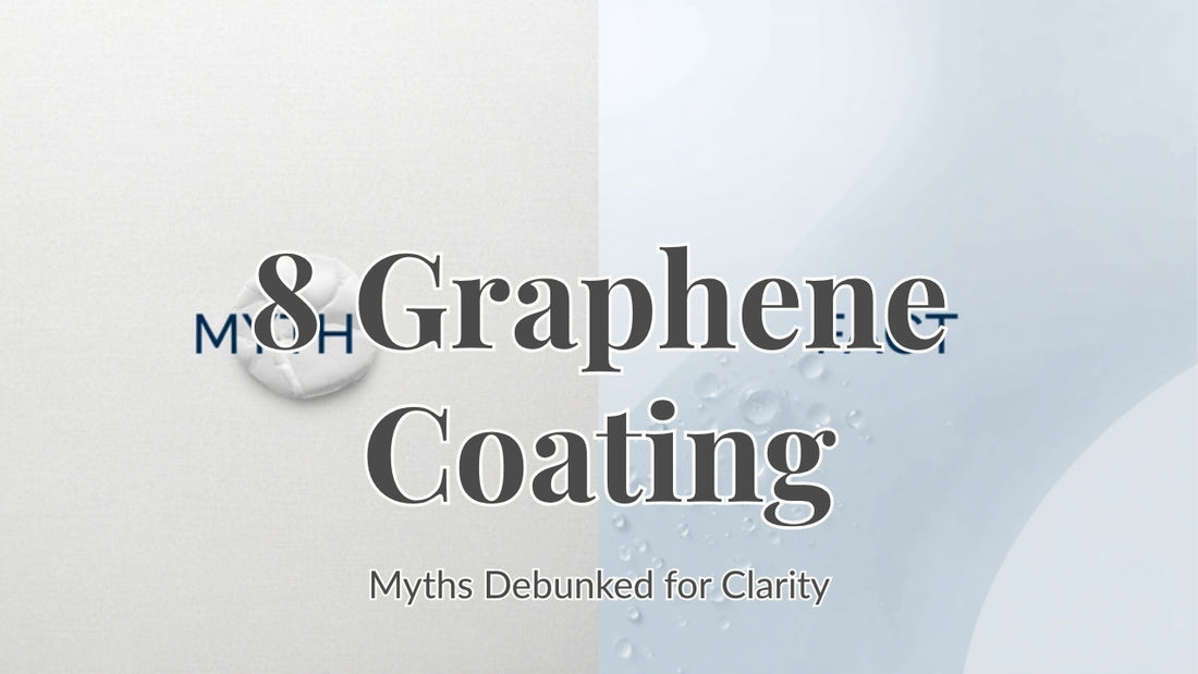 Myth versus fact graphic comparing dull, unprotected surfaces to clean, hydrophobic graphene-coated surfaces