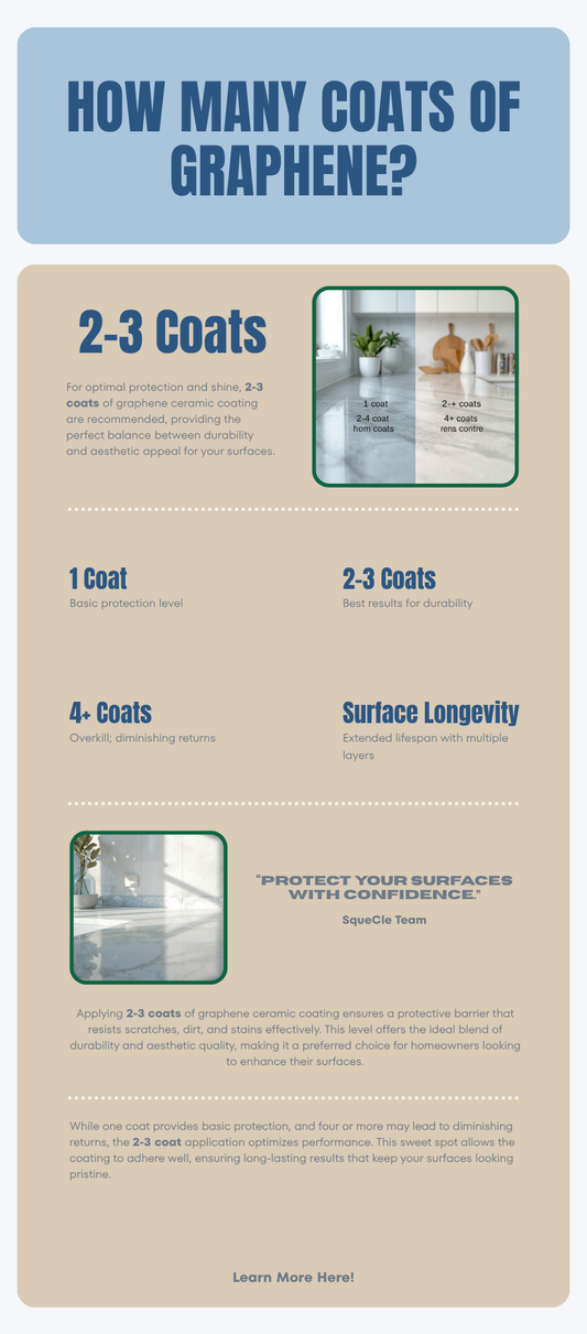 Comparison of 1 coat vs 2-3 coats vs 4+ coats of graphene ceramic coating showing 2-3 coats as best results