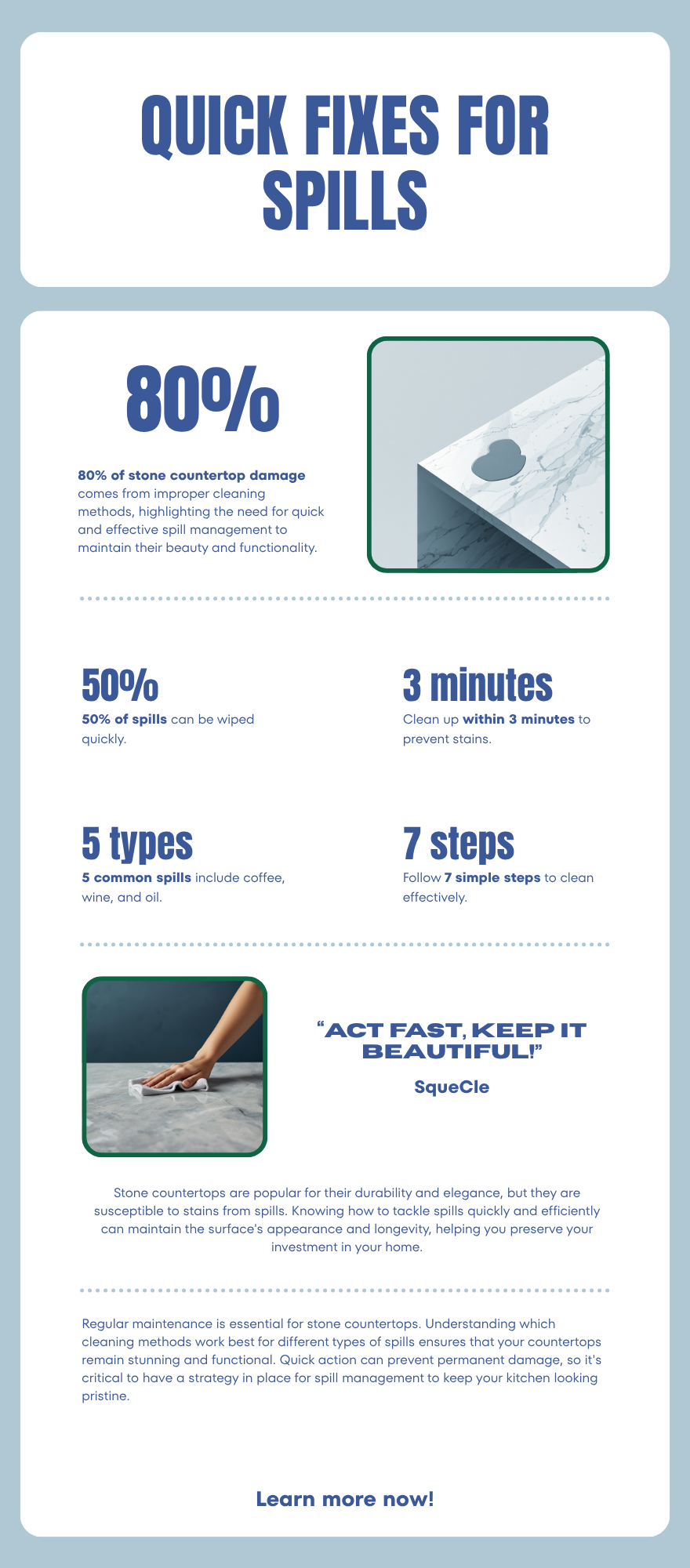 Quick fixes for spills on stone countertops