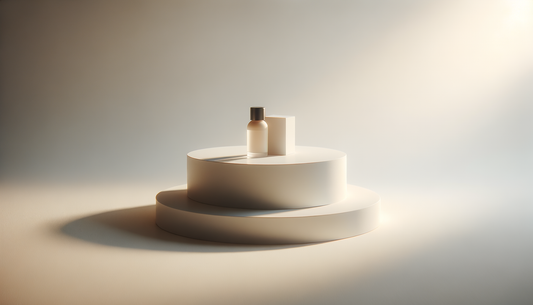minimal white studio hero image with soft light and abstract pedestal