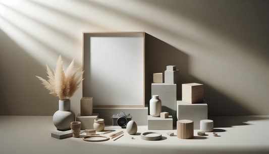 minimal neutral studio tabletop scene with soft daylight and ample negative space