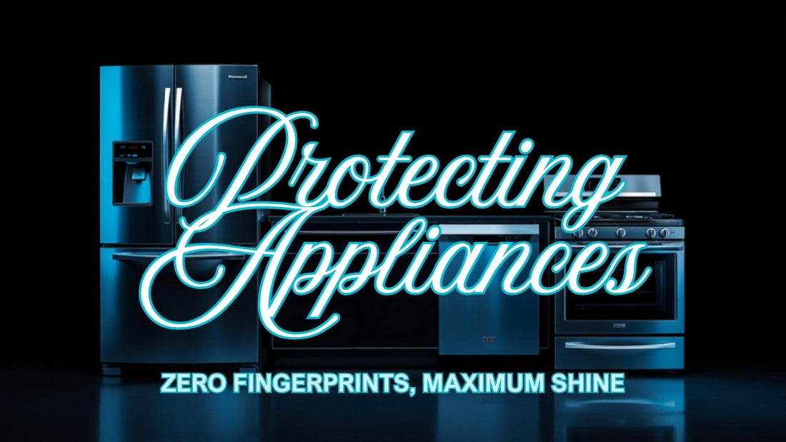 SqueCle graphene protectant keeping stainless steel appliances spotless and fingerprint-free